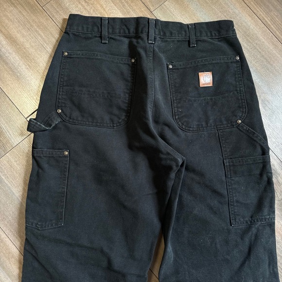 Carhartt B136-BLK Double Knee Carpenter Pants Black Canvas Loose Fit 32x32 - Picture 6 of 10